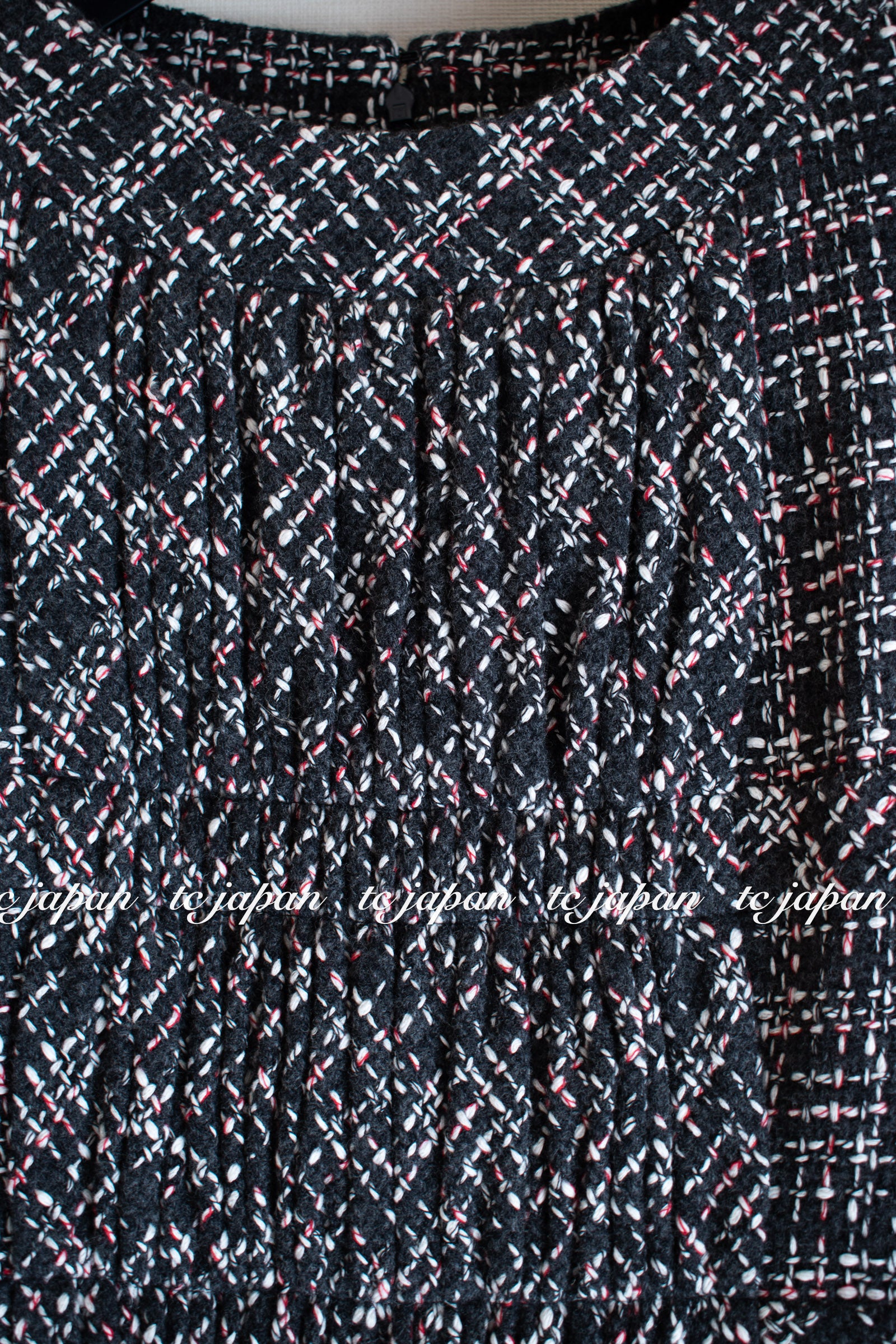 CHANEL 16B Charcoal Gray Tweed Dress 38 シャネル チャコールグレー ウール ツイード ワンピース 即発