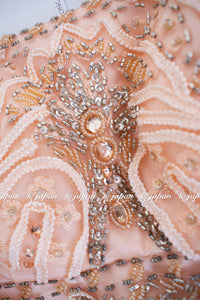 Sue Wong Ribbon Peach Strapless Sheath Dress NEW US4 スーワン ピーチ カクテル パーティー リボン・ワンピース 新品紙タグ付(日本7大-9)即発