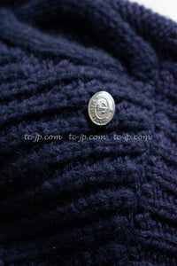 CHANEL 18PF Navy Wool Cashmere Dress Knit Sweater 38 40 42 シャネル ネイビー・ウール・カシミア・ケーブル・ニット・ワンピース・セーター 即発