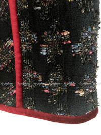 CHANEL 09PF Navy Velvet Satin Tweed Jacket Skirt 40 42 シャネル ベルベット・サテン・ジャケット・スカート 即発