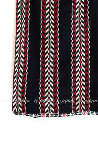 CHANEL 04A Red Navy Tricolor Zipper Tweed Jacket Skirt Suit 36 シャネル レッド ネイビー トリコロール ツイード ジャケット スカート スーツ 即発