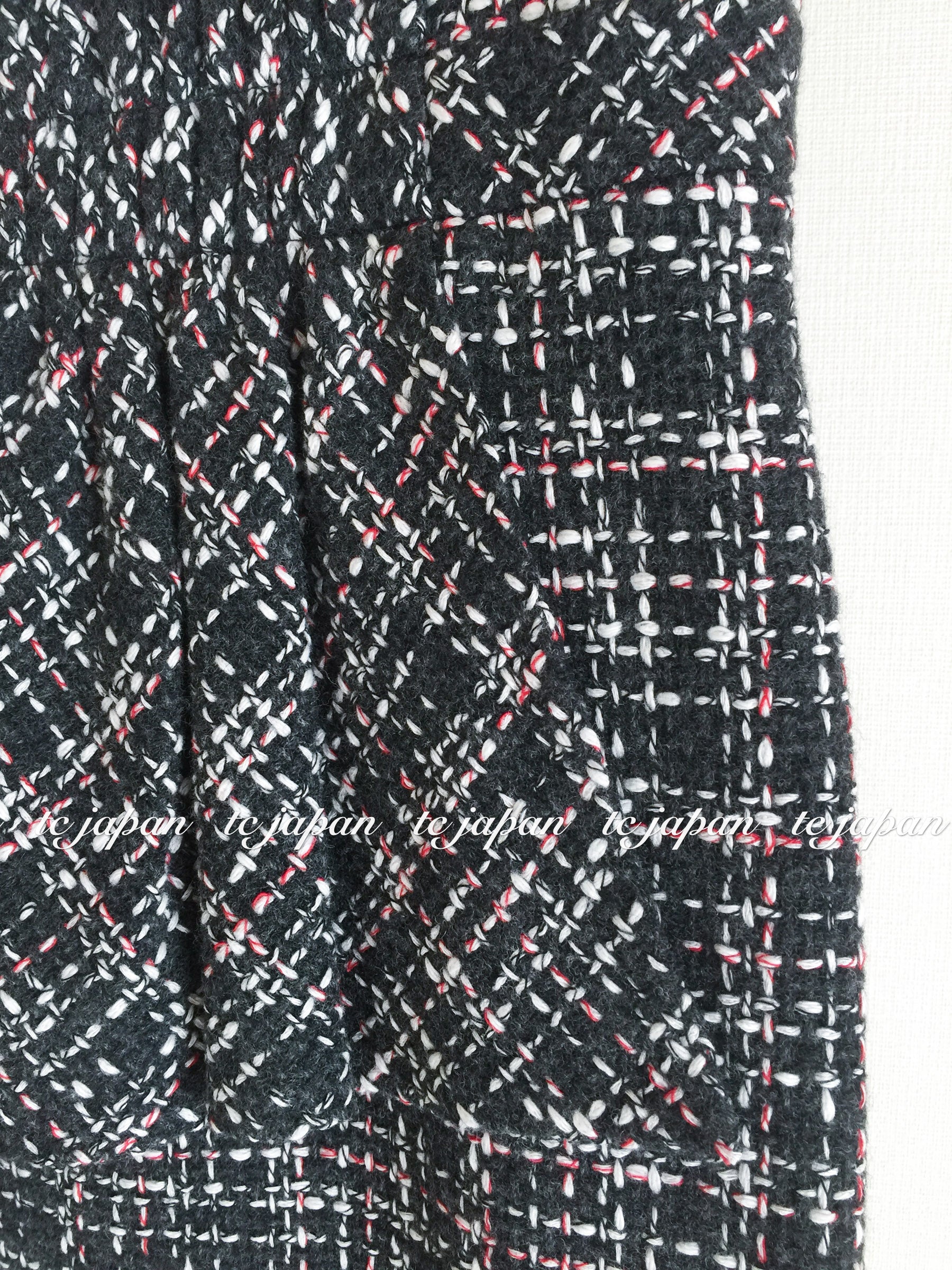 CHANEL 16B Charcoal Gray Tweed Dress 38 シャネル チャコールグレー ウール ツイード ワンピース 即発