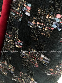 CHANEL 09PF Navy Velvet Satin Tweed Jacket Skirt 40 42 シャネル ベルベット・サテン・ジャケット・スカート 即発
