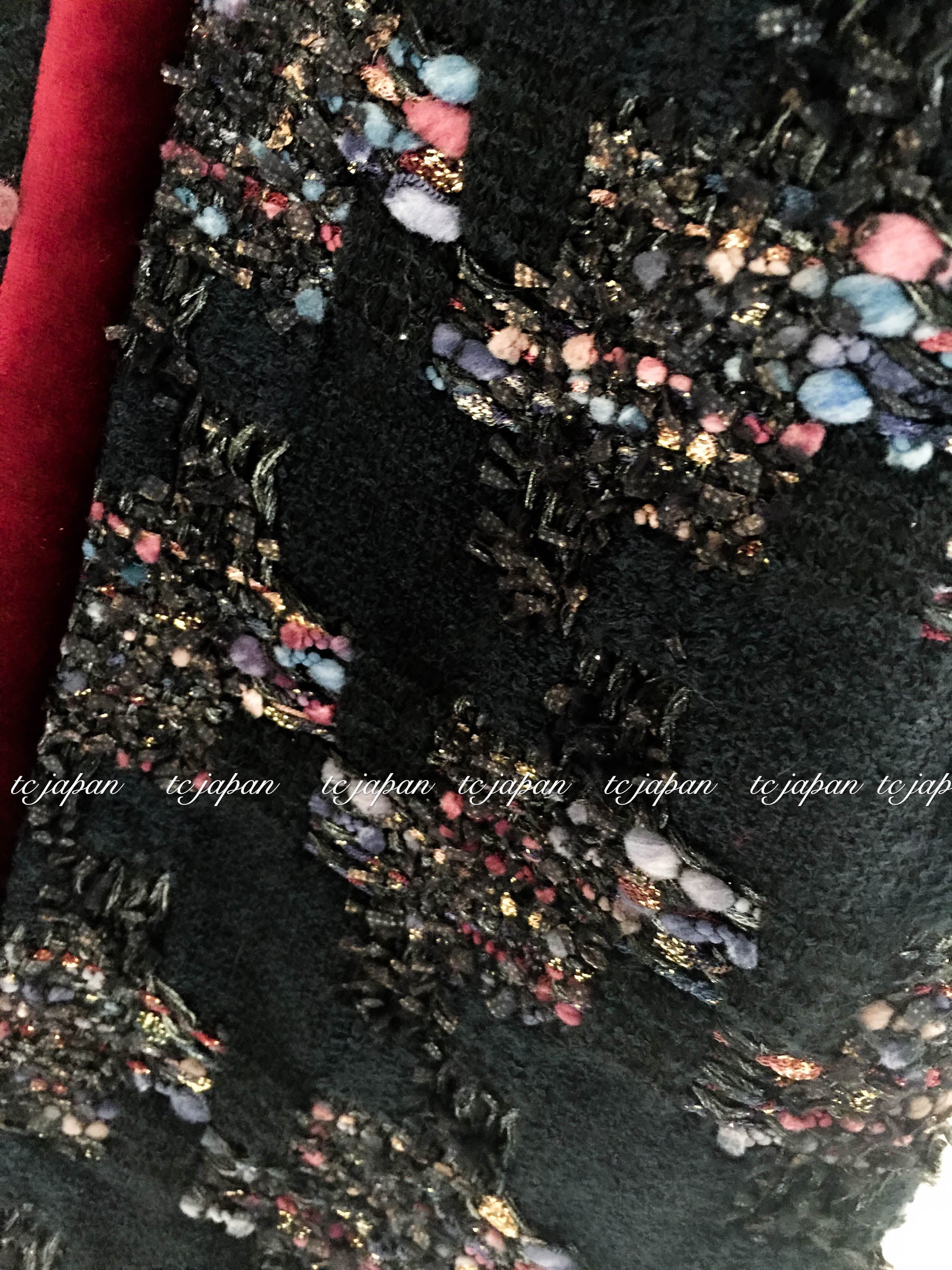 CHANEL 09PF Navy Velvet Satin Tweed Jacket Skirt 40 42 シャネル ベルベット・サテン・ジャケット・スカート 即発
