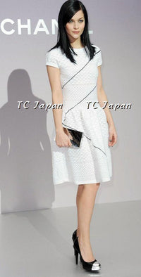 CHANEL 12S White Black Line Short Knit Dress 38 42 シャネル ホワイト・ライン・ワンピース - シャネル TC JAPAN