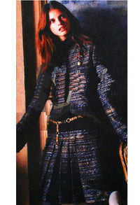 CHANEL 05A Black Charcoal Rabbit Fur trim Jacket Skirt Suit 38 42 シャネル ブラック・チャコール グレー・ラビット ファー ・ジャケット・スカート・スーツ 即発