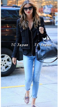 CHANEL 08A Little Black Jacket Tweed Wool 34 36 シャネル リトル ブラック ジャケット ツイード ウール 即発