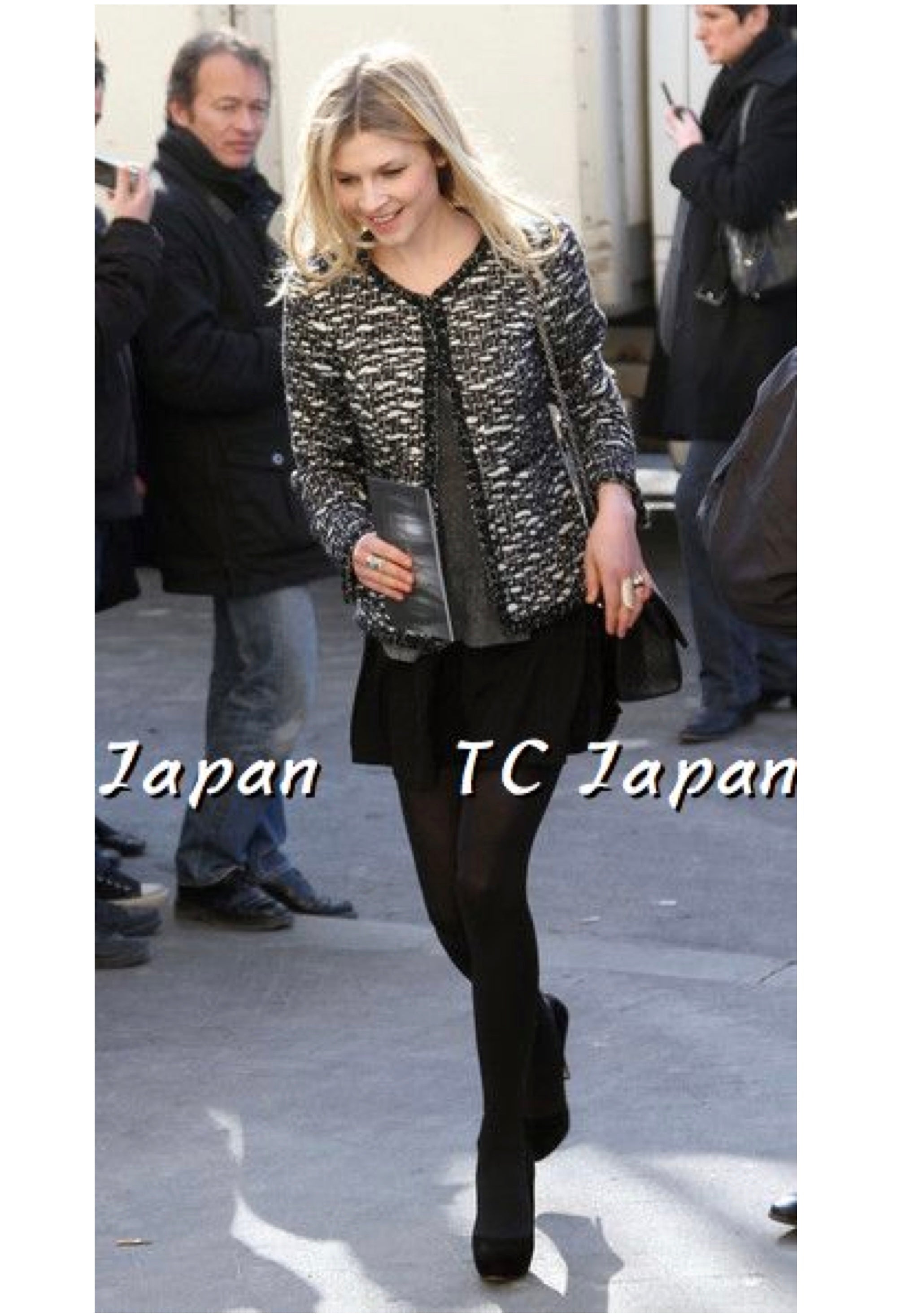 CHANEL 10PF Black White Zipper Stand Collar Jacket Coat 42 シャネル ブラック ホワイト ジッパー スタンド襟 ジャケット コート 即発