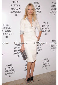 CHANEL 12C ivory Creme Lambskin Leather Jacket with Silver Collars 38 シャネル アイボリー・レザー・ジャケット即発