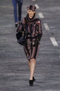 CHANEL 04A Red Navy Tricolor Zipper Tweed Jacket Skirt Suit 36 シャネル レッド ネイビー トリコロール ツイード ジャケット スカート スーツ 即発