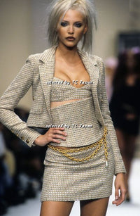 CHANEL 94S Gold beige tweed dress Jacket 38 40 シャネル ゴールド・ワンピース・ジャケット 即発 - シャネル TC JAPAN