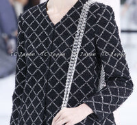 CHANEL 16S Black White Matelasse Plaid Print Coat 34 36 シャネル ブラック ホワイト マトラッセ コート 即発