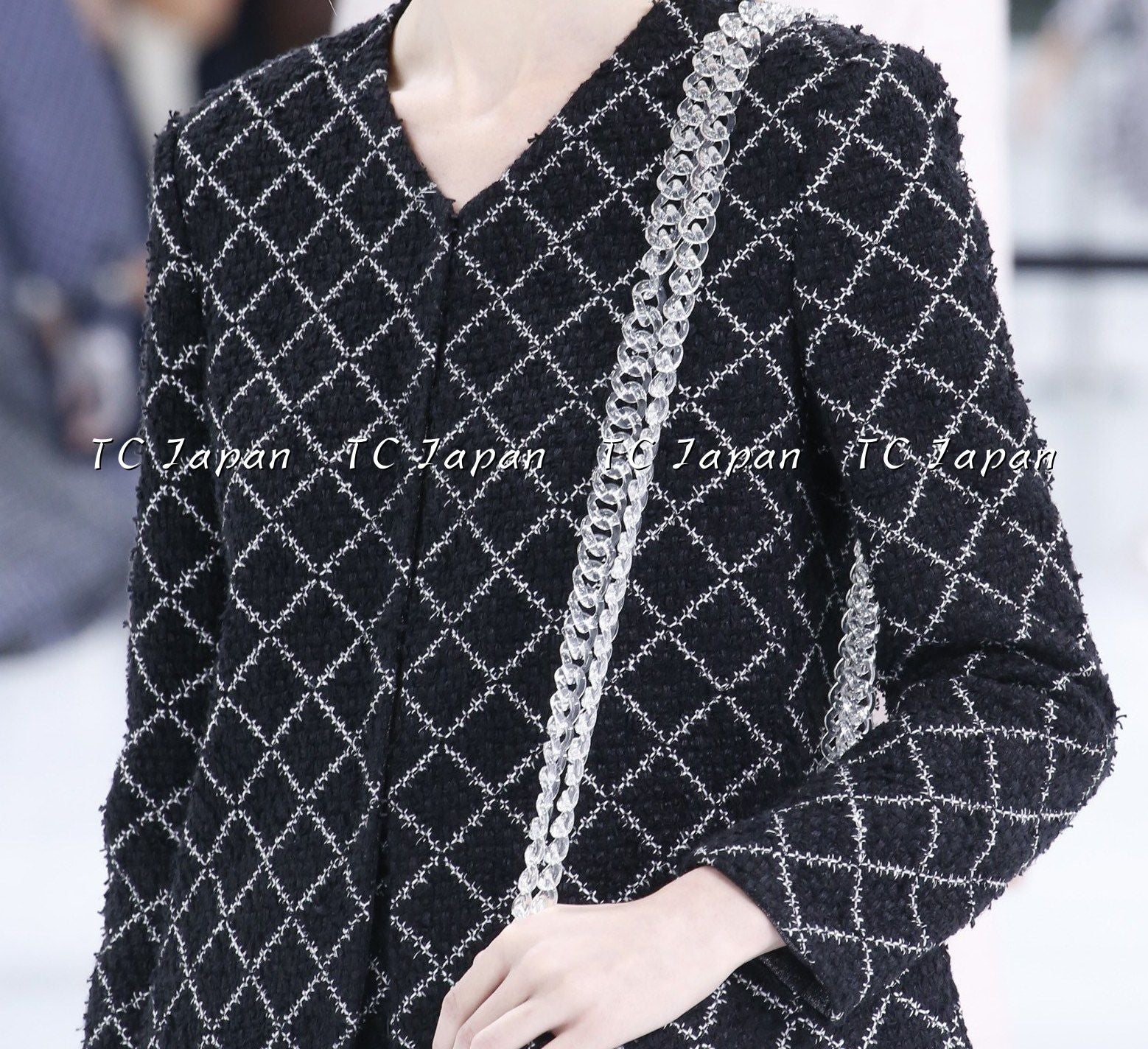 CHANEL 16S Black White Matelasse Plaid Print Coat 34 36 シャネル ブラック ホワイト マトラッセ コート 即発