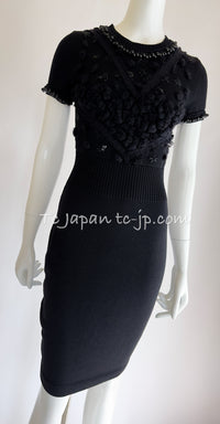 CHANEL 09A Black Beaded Wool Dress 36 シャネル ブラック・ビジュー装飾・ウール・ワンピース 即発