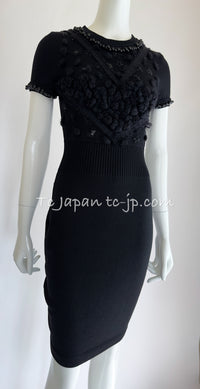 CHANEL 09A Black Beaded Wool Dress 36 シャネル ブラック・ビジュー装飾・ウール・ワンピース 即発