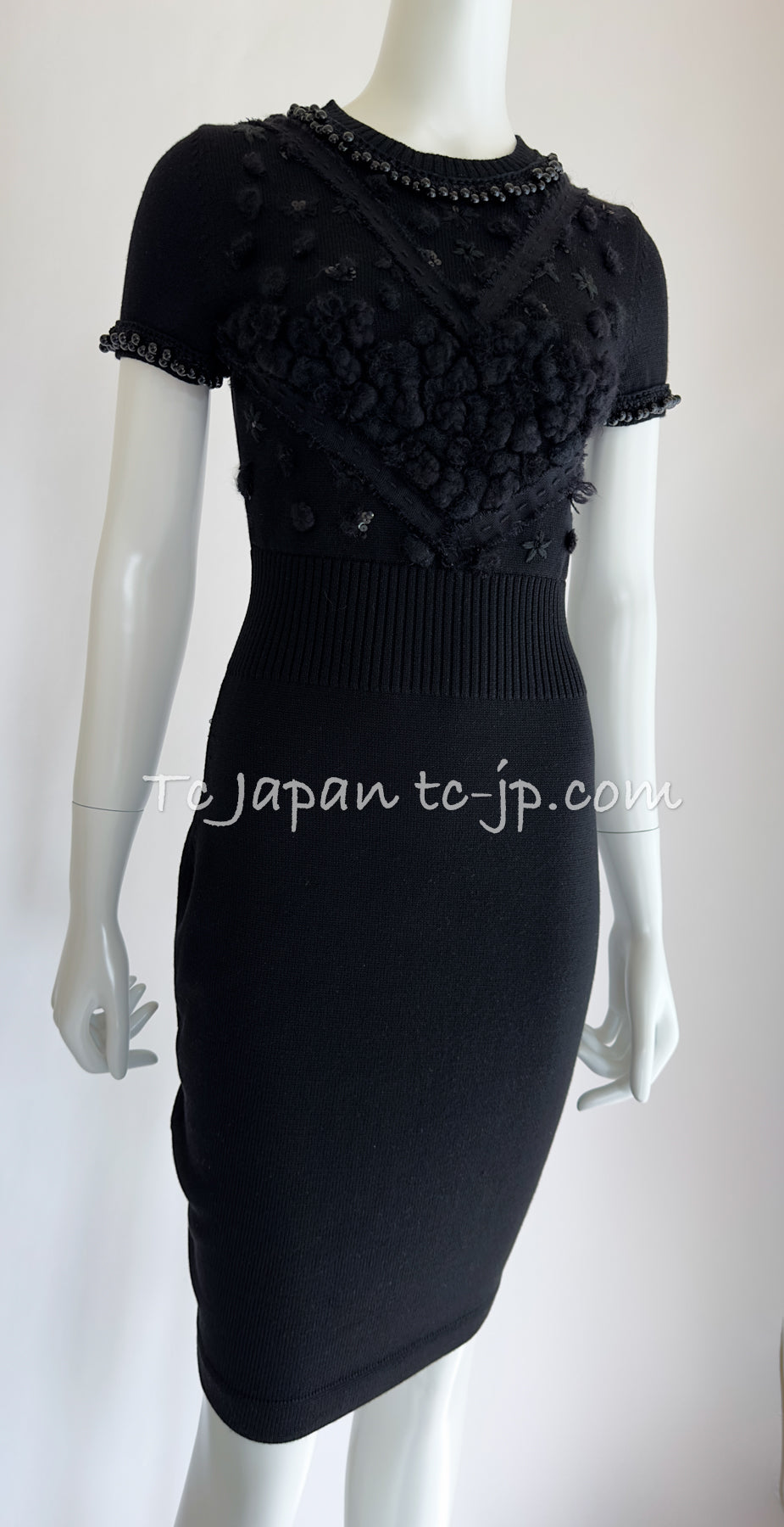 CHANEL 09A Black Beaded Wool Dress 36 シャネル ブラック・ビジュー装飾・ウール・ワンピース 即発