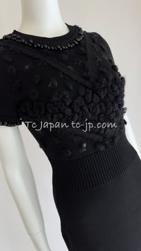 CHANEL 09A Black Beaded Wool Dress 36 シャネル ブラック・ビジュー装飾・ウール・ワンピース 即発