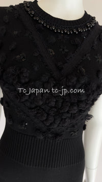 CHANEL 09A Black Beaded Wool Dress 36 シャネル ブラック・ビジュー装飾・ウール・ワンピース 即発