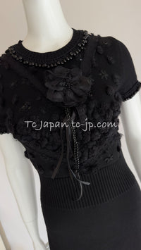 CHANEL 09A Black Beaded Wool Dress 36 シャネル ブラック・ビジュー装飾・ウール・ワンピース 即発