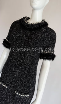 CHANEL 10A Black Fur Trimmed Cashmere Knit Dress 38 シャネル 安室奈美恵さん・ブラック・ファー・トリム・ニット・ワンピース 即発