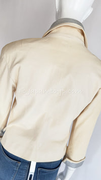 CHANEL 12C ivory Creme Lambskin Leather Jacket with Silver Collars 38 シャネル アイボリー・レザー・ジャケット即発