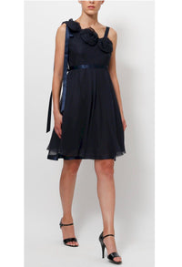 CHANEL 07S Dark Navy Silk Camellia Dress 42 シャネル ダークネイビー・シルク・カメリア・ワンピース 即発 - CHANEL TC JAPAN