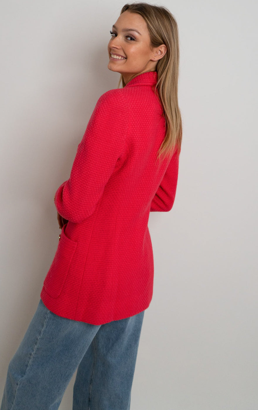 CHANEL 91A Vintage Red Wool Gold CC Button Jacket 42 シャネル ヴィンテージ レッド ウール ゴールド CC ココ ボタン ジャケット 即発