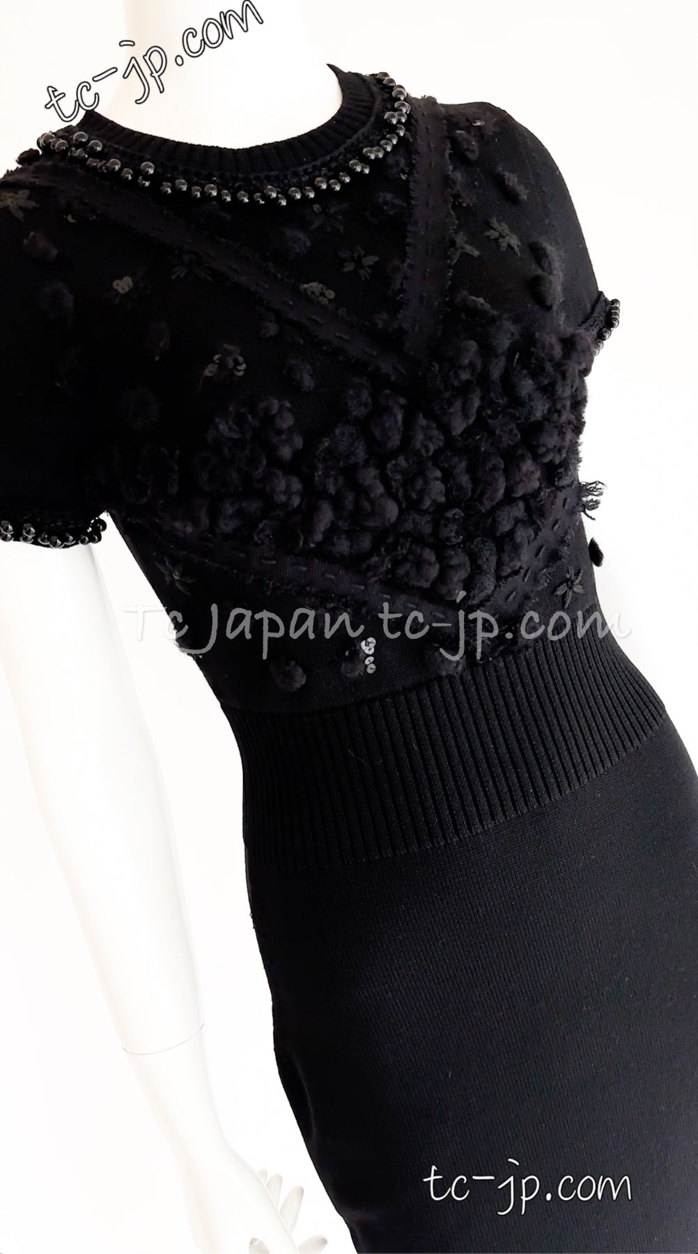 CHANEL 09A Black Beaded Wool Dress 36 シャネル ブラック・ビジュー装飾・ウール・ワンピース 即発