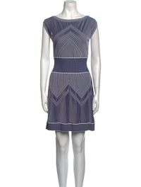 CHANEL 14S Navy White Stripe Stretch Knit Dress 34 シャネル ネイビー ストライプ ストレッチ ニット ワンピース 即発