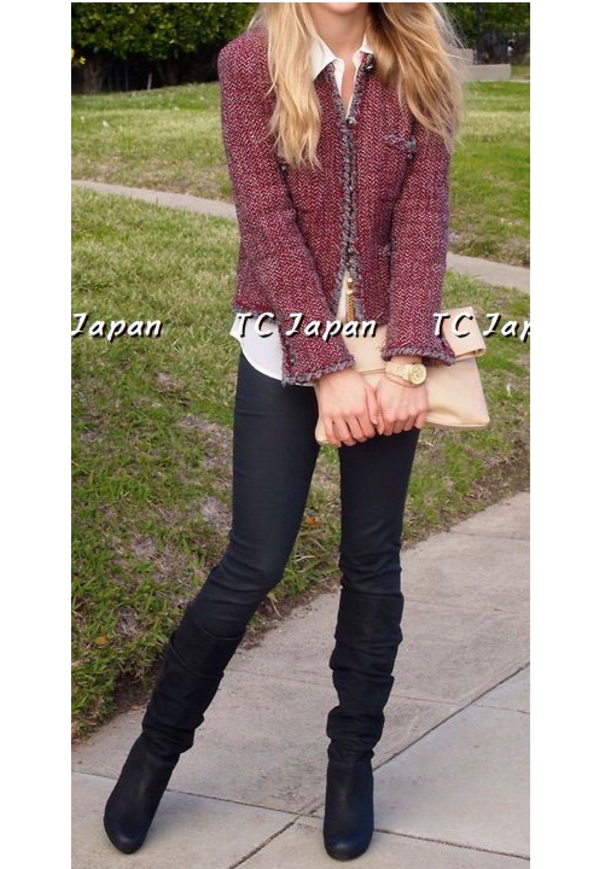 CHANEL 08A Little Black Jacket Tweed Wool 34 36 シャネル リトル ブラック ジャケット ツイード ウール 即発