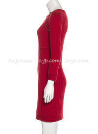 CHANEL 10PF Shanghai Dress Red Black 36 40 シャネル レッド ブラック・ストレッチ・ニット・ワンピース 即発 - CHANEL TC JAPAN