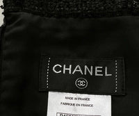 CHANEL 13S Black Stretchable Mesh Jacket With Pearl Button Skirt 40 44 シャネル ブラック ビッグ パール ボタン ストレッチ メッシュ スカート 即発