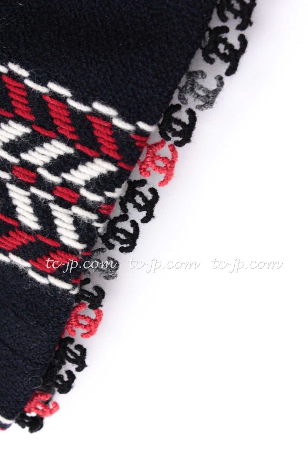 CHANEL 04A Red Navy Tricolor Zipper Tweed Jacket Skirt Suit 36 シャネル レッド ネイビー トリコロール ツイード ジャケット スカート スーツ 即発