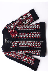 CHANEL 04A Red Navy Tricolor Zipper Tweed Jacket Skirt Suit 36 シャネル レッド ネイビー トリコロール ツイード ジャケット スカート スーツ 即発