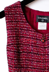 CHANEL 01A Red Pink Tweed Jacket Dress 38 40 シャネル レッド・ツイード・ジャケット・スーツ 即発