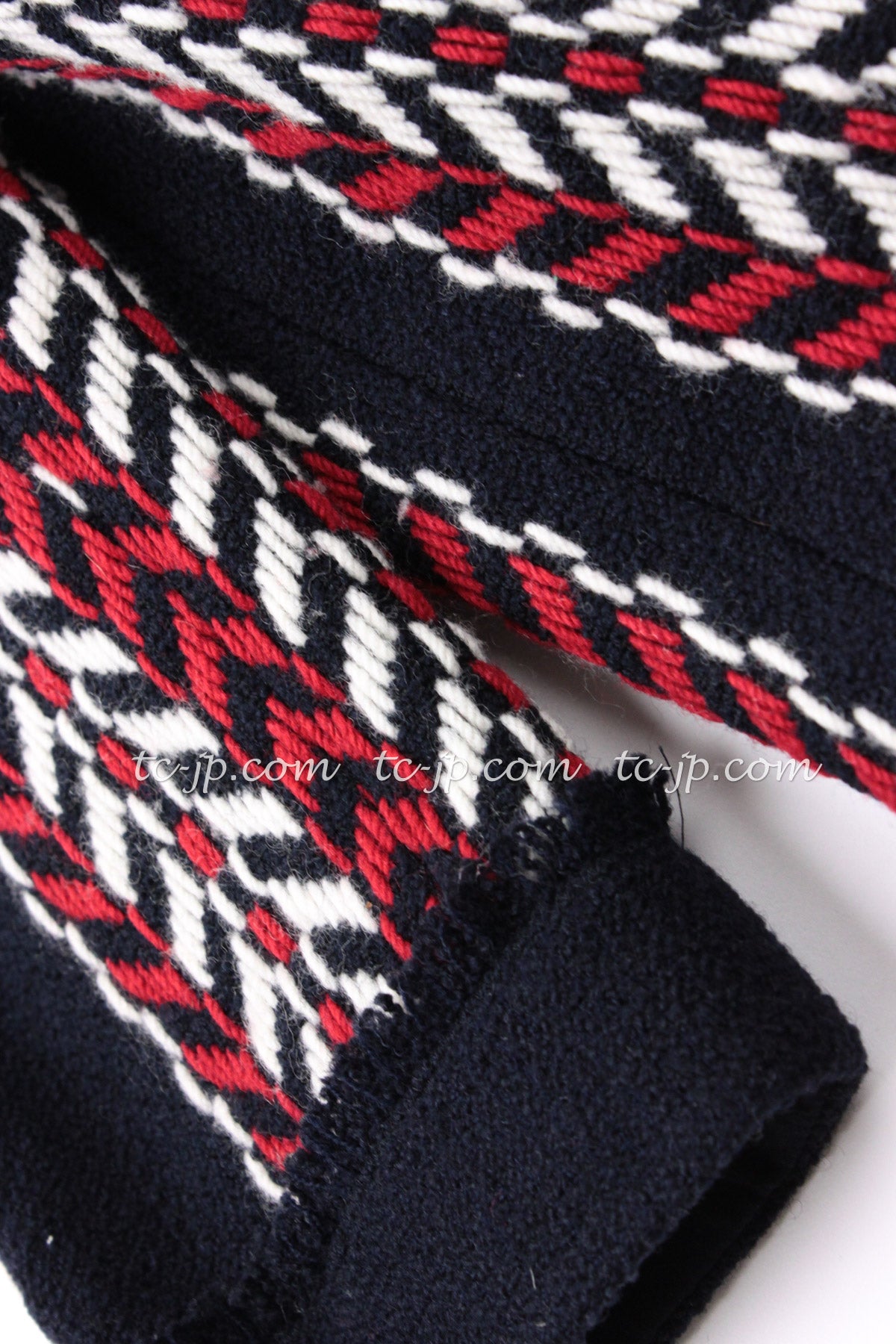 CHANEL 04A Red Navy Tricolor Zipper Tweed Jacket Skirt Suit 36 シャネル レッド ネイビー トリコロール ツイード ジャケット スカート スーツ 即発