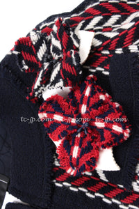 CHANEL 04A Red Navy Tricolor Zipper Tweed Jacket Skirt Suit 36 シャネル レッド ネイビー トリコロール ツイード ジャケット スカート スーツ 即発