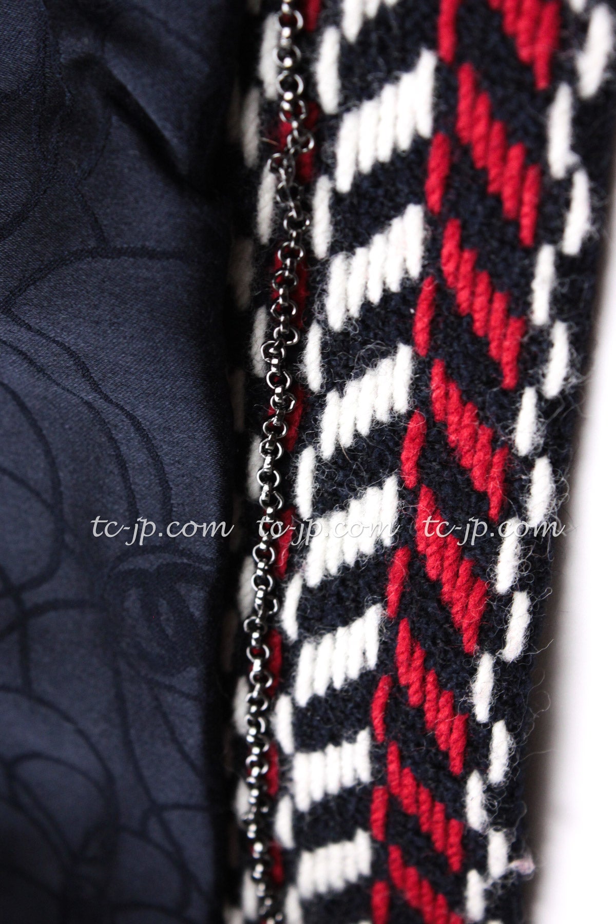 CHANEL 04A Red Navy Tricolor Zipper Tweed Jacket Skirt Suit 36 シャネル レッド ネイビー トリコロール ツイード ジャケット スカート スーツ 即発
