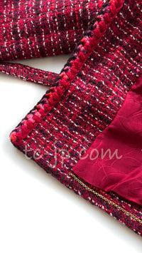 CHANEL 01A Red Wool Tweed Jacket 34 36 38 40 シャネル レッド ウール ツイード ジャケット 即発
