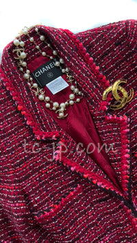 CHANEL 01A Red Wool Tweed Jacket 34 36 38 40 シャネル レッド ウール ツイード ジャケット 即発