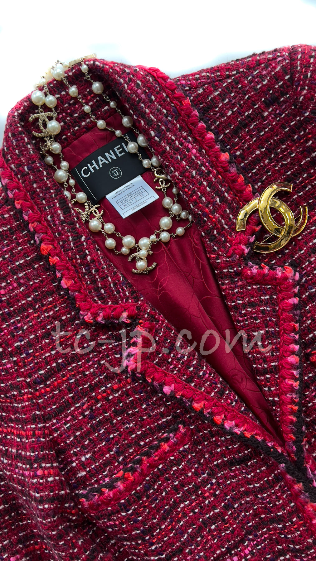 CHANEL 01A Red Wool Tweed Jacket 34 36 38 40 シャネル レッド ウール ツイード ジャケット 即発