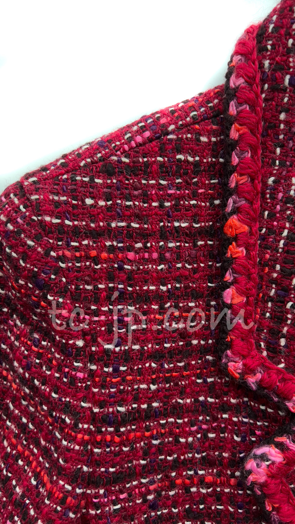 CHANEL 01A Red Wool Tweed Jacket 34 36 38 40 シャネル レッド ウール ツイード ジャケット 即発