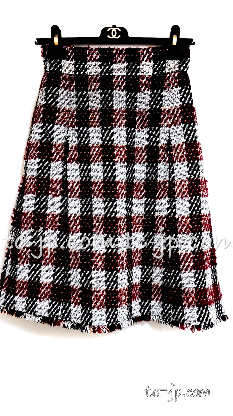 CHANEL 16A Red Tweed Checked Skirt 36 シャネル レッド チェック ツイード スカート 即発