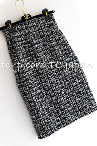 CHANEL 09S Black White Wool Cotton Tweed Skirt 34 シャネル ブラック ホワイト ウール コットン ツイード スカート 即発