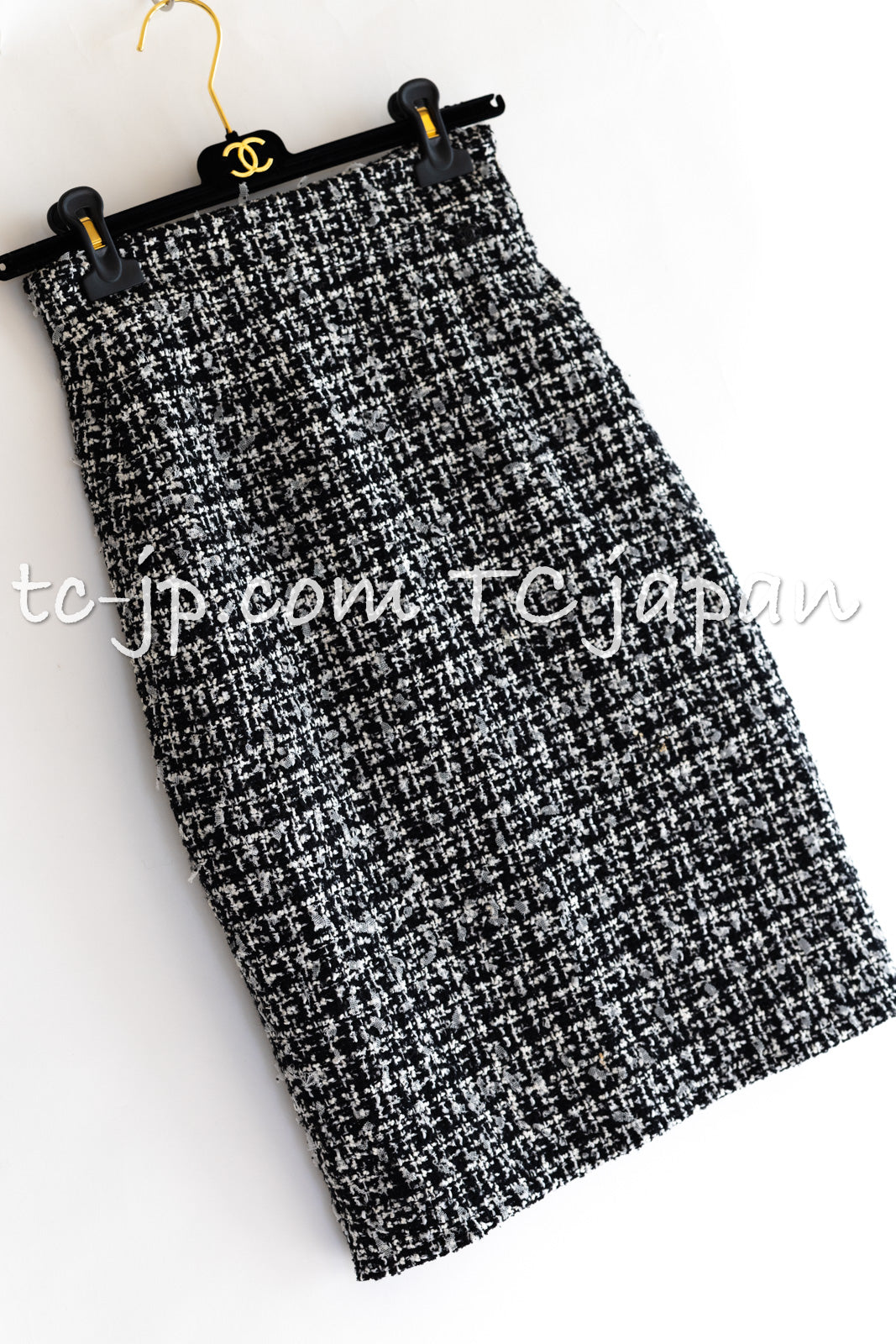 CHANEL 09S Black White Wool Cotton Tweed Skirt 34 シャネル ブラック ホワイト ウール コットン ツイード スカート 即発