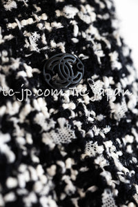 CHANEL 09S Black White Wool Cotton Tweed Skirt 34 シャネル ブラック ホワイト ウール コットン ツイード スカート 即発