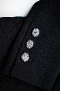 CHANEL 14B Black Metallic CC Buttons Wool Tweed Jacket 34 38 シャネル ブラック メタリック ココボタン ウール ツイード ジャケット 即発