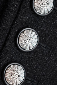 CHANEL 14B Black Metallic CC Buttons Wool Tweed Jacket 34 38 シャネル ブラック メタリック ココボタン ウール ツイード ジャケット 即発