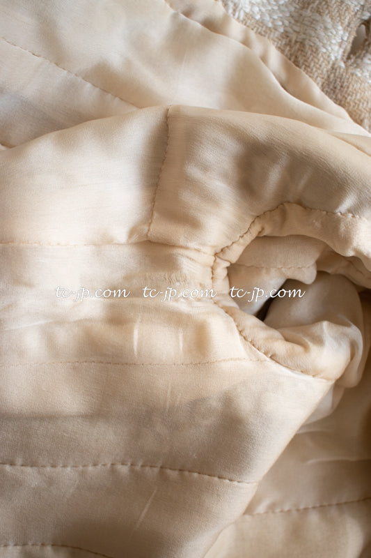 CHANEL Haute Couture Beige Creme Tweed Jacket 38 シャネル オートクチュール・ベージュ・クリーム・ツイード・ジャケット②即発