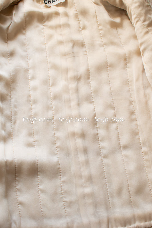 CHANEL Haute Couture Beige Creme Tweed Jacket 38 シャネル オートクチュール・ベージュ・クリーム・ツイード・ジャケット②即発